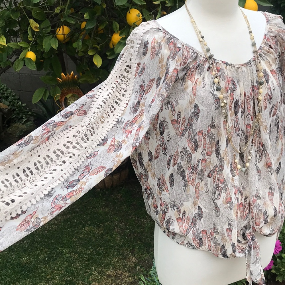 American Rag front tie blouse - Picture 2 of 5